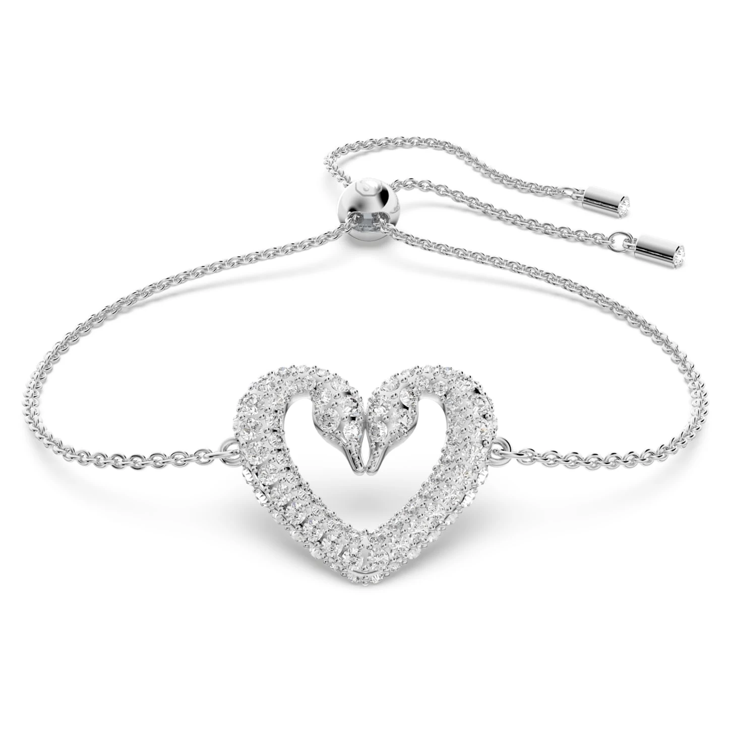 Swarovski Una Bracelet Heart, Medium, White, Rhodium Plated - Image 2