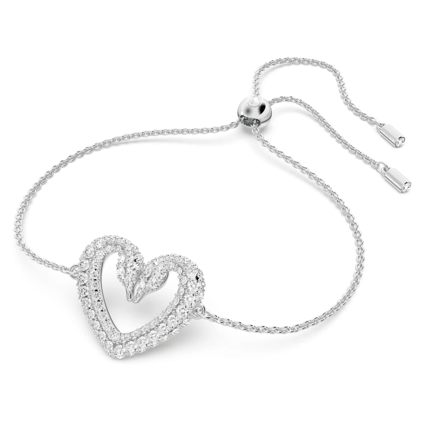 Swarovski Una Bracelet Heart, Medium, White, Rhodium Plated - Image 3