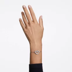 Swarovski Una Bracelet Heart, Medium, White, Rhodium Plated