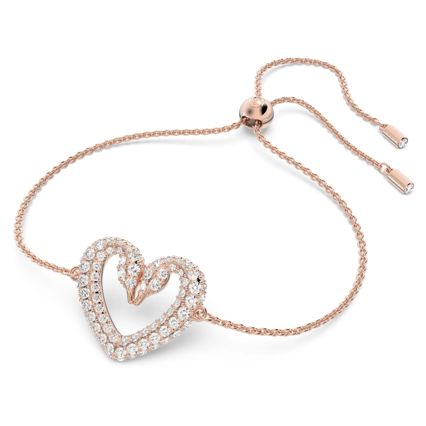 Swarovski Una Bracelet Heart, Medium, White, Rose Gold-tone Plated - Image 3