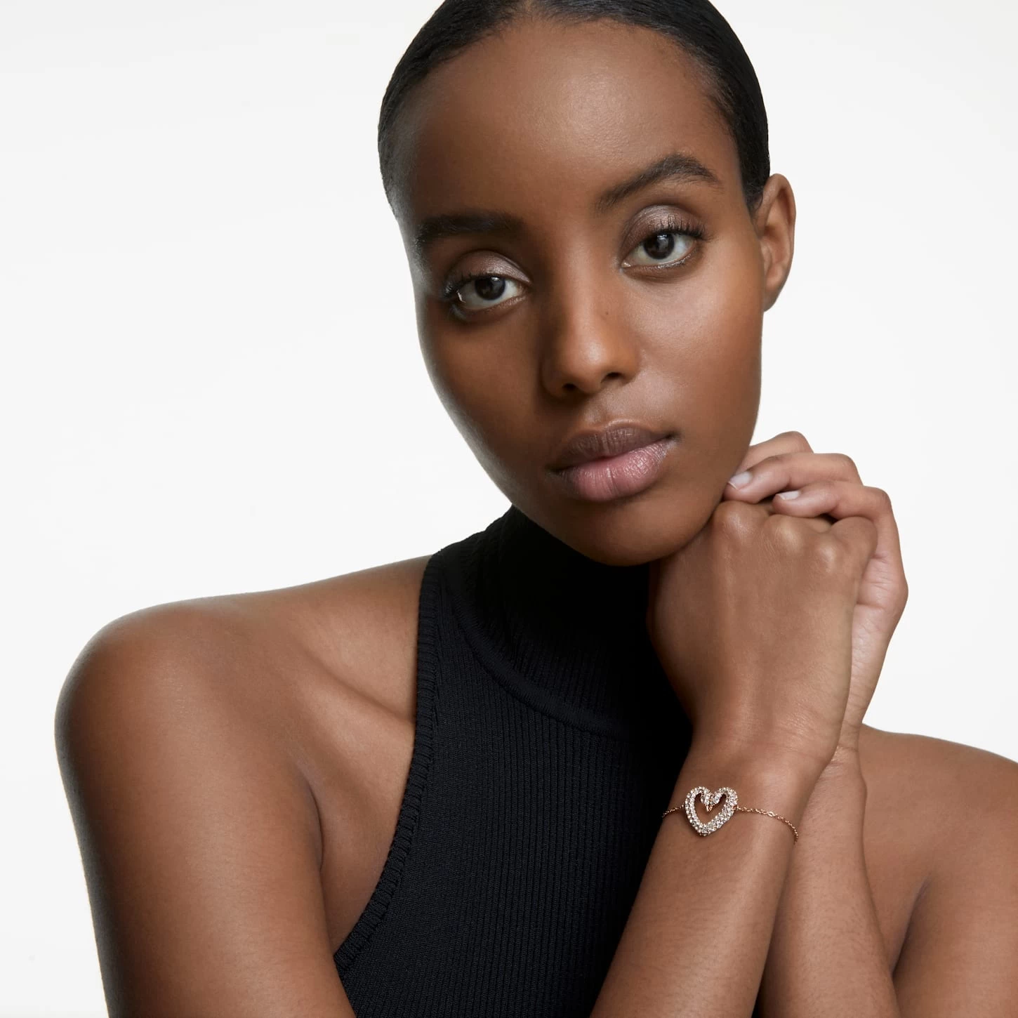 Swarovski Una Bracelet Heart, Medium, White, Rose Gold-tone Plated - Image 5