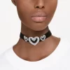 Swarovski Una Choker Heart (3), White, Rhodium Plated