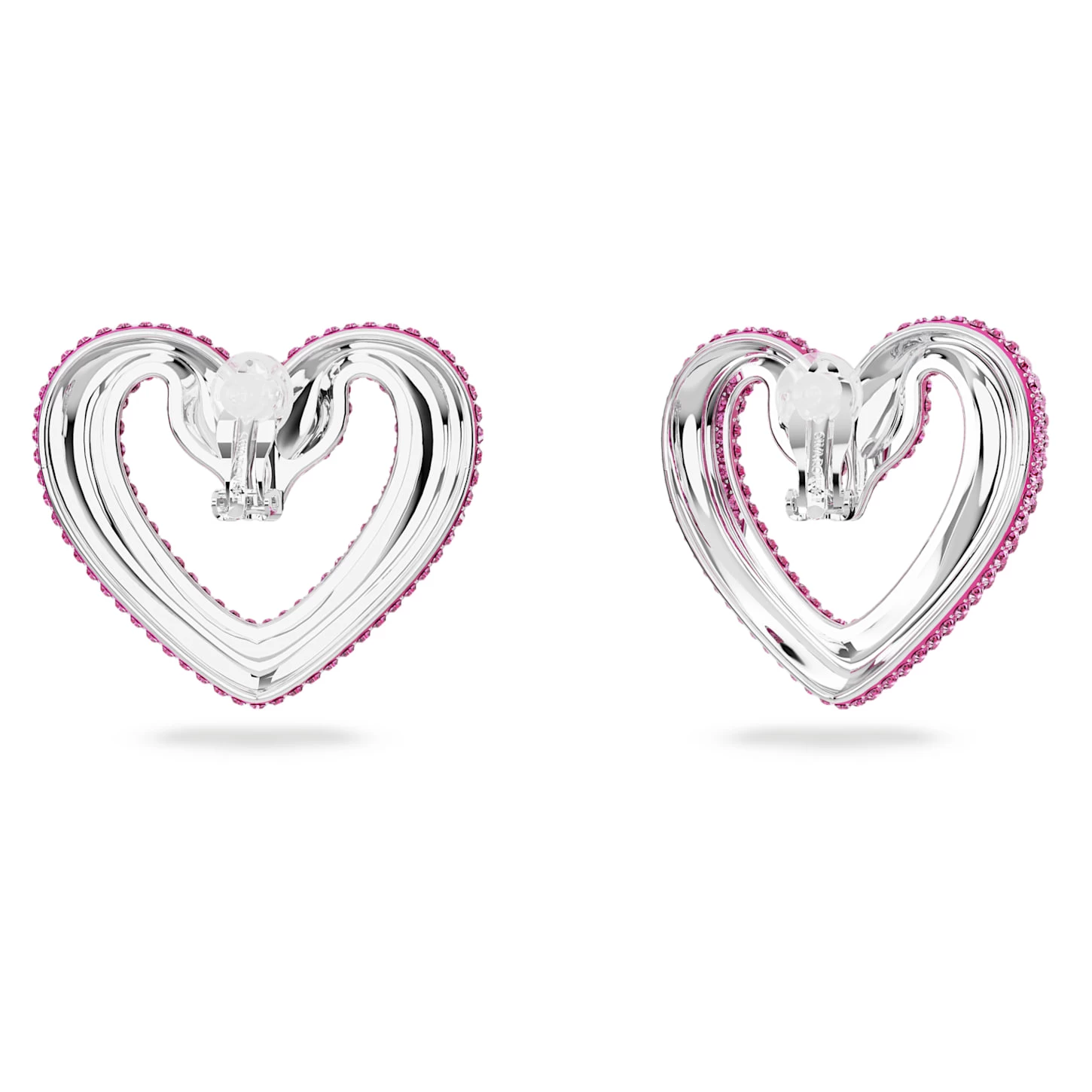 Swarovski Una Clip Earrings Heart, Large, Pink, Rhodium Plated - Image 5