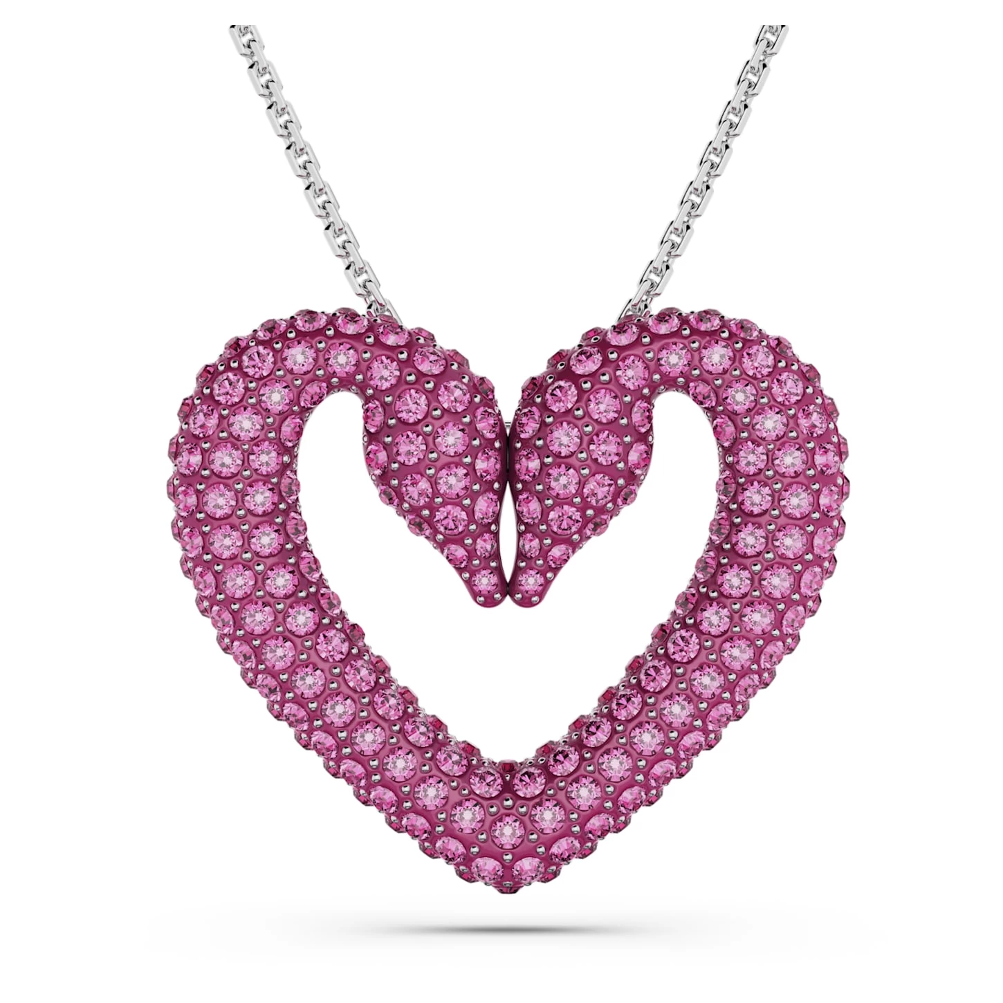 Swarovski Una Pendant Heart, Medium, Pink, Rhodium Plated - Image 2