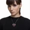 Swarovski Una Pendant Heart, Medium, Pink, Rhodium Plated