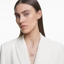 Swarovski Una Pendant Heart, Medium, White, Rose Gold-tone Plated