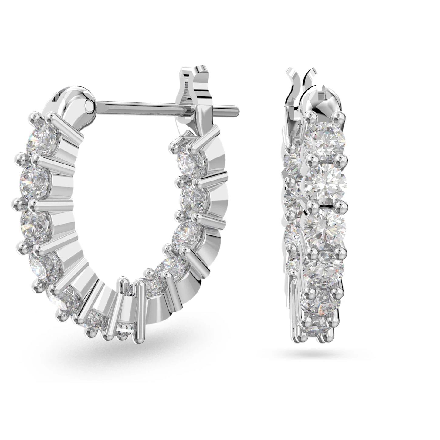 Swarovski Vittore Hoop Earrings Round Cut, White, Rhodium Plated - Image 2