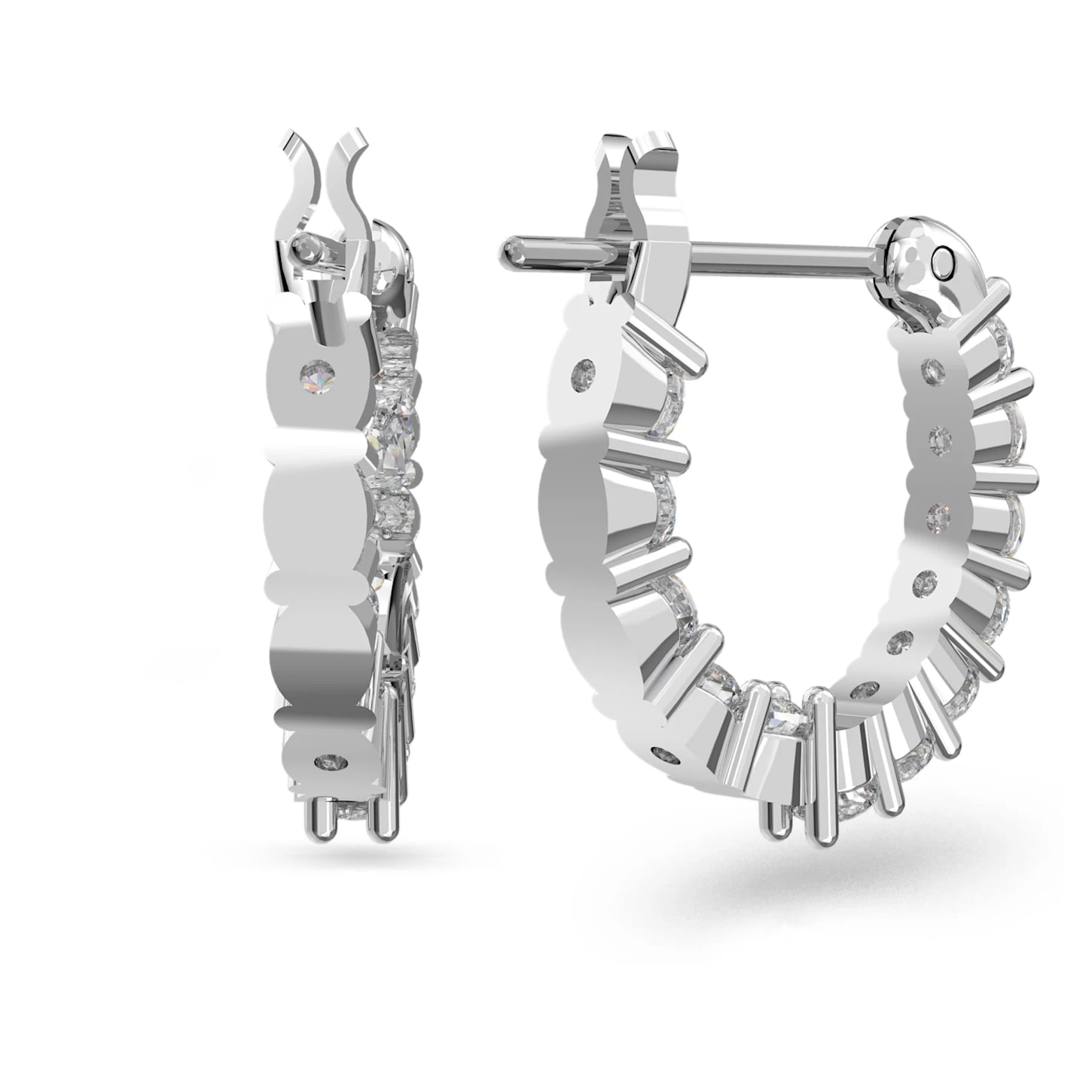 Swarovski Vittore Hoop Earrings Round Cut, White, Rhodium Plated - Image 3
