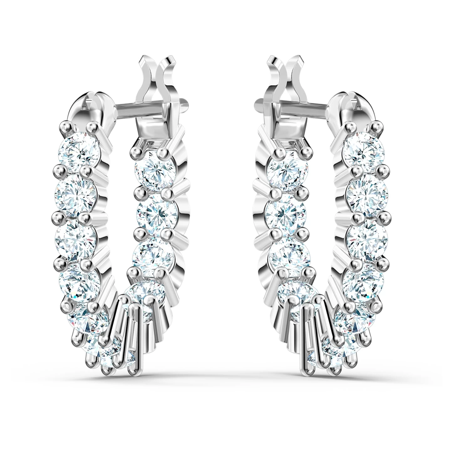 Swarovski Vittore Hoop Earrings Round Cut, White, Rhodium Plated - Image 4