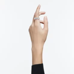 Swarovski Vittore Ring Rectangular Cut, White, Rhodium Plated