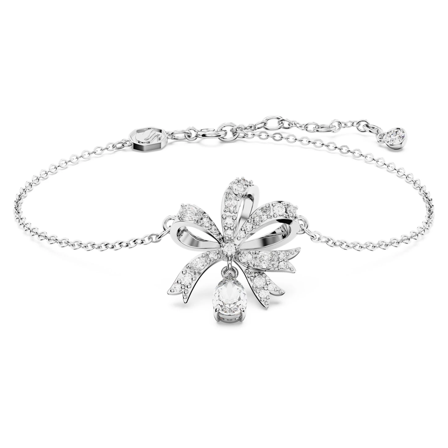 Swarovski Volta Bracelet Bow, White, Rhodium Plated - Image 2