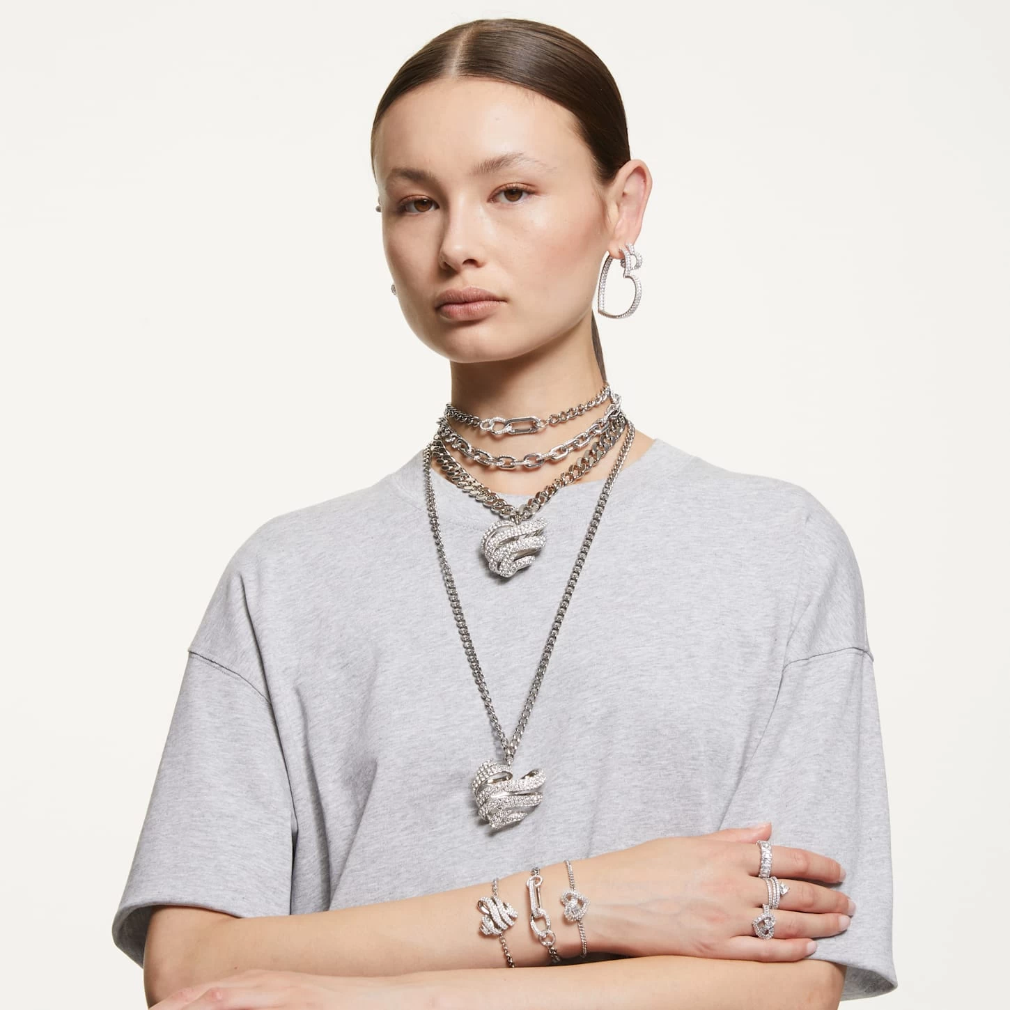 Swarovski Volta Bracelet Heart, White, Rhodium Plated - Image 6