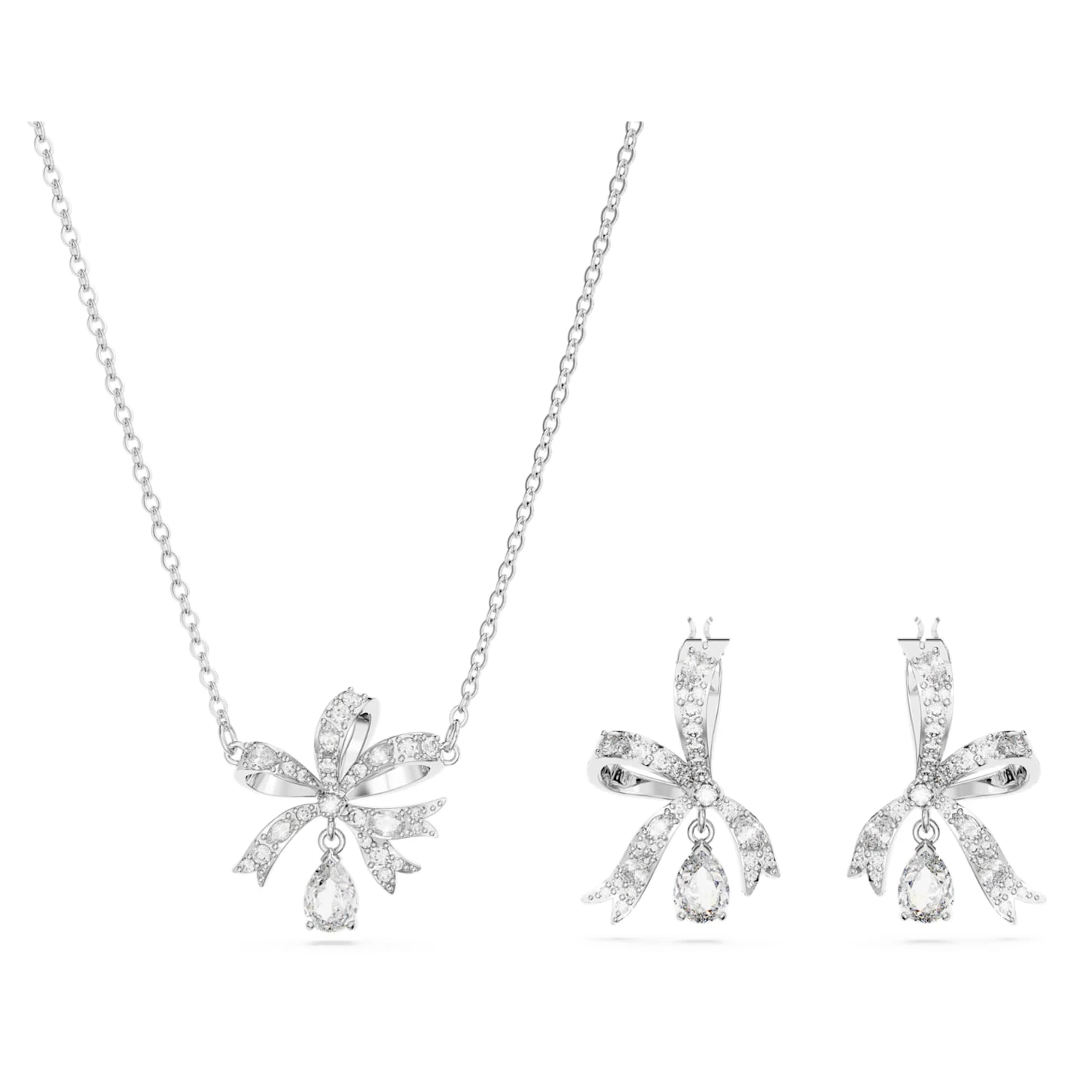 Swarovski Volta Set Bow, White, Rhodium Plated - Image 2