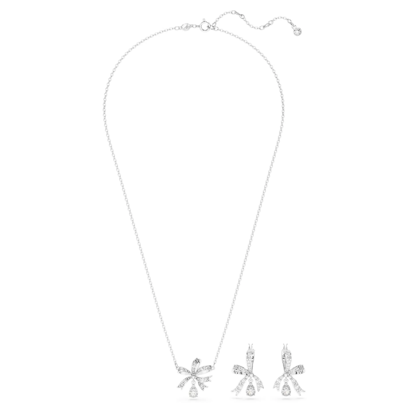 Swarovski Volta Set Bow, White, Rhodium Plated - Image 3