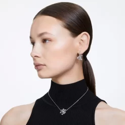 Swarovski Volta Set Bow, White, Rhodium Plated