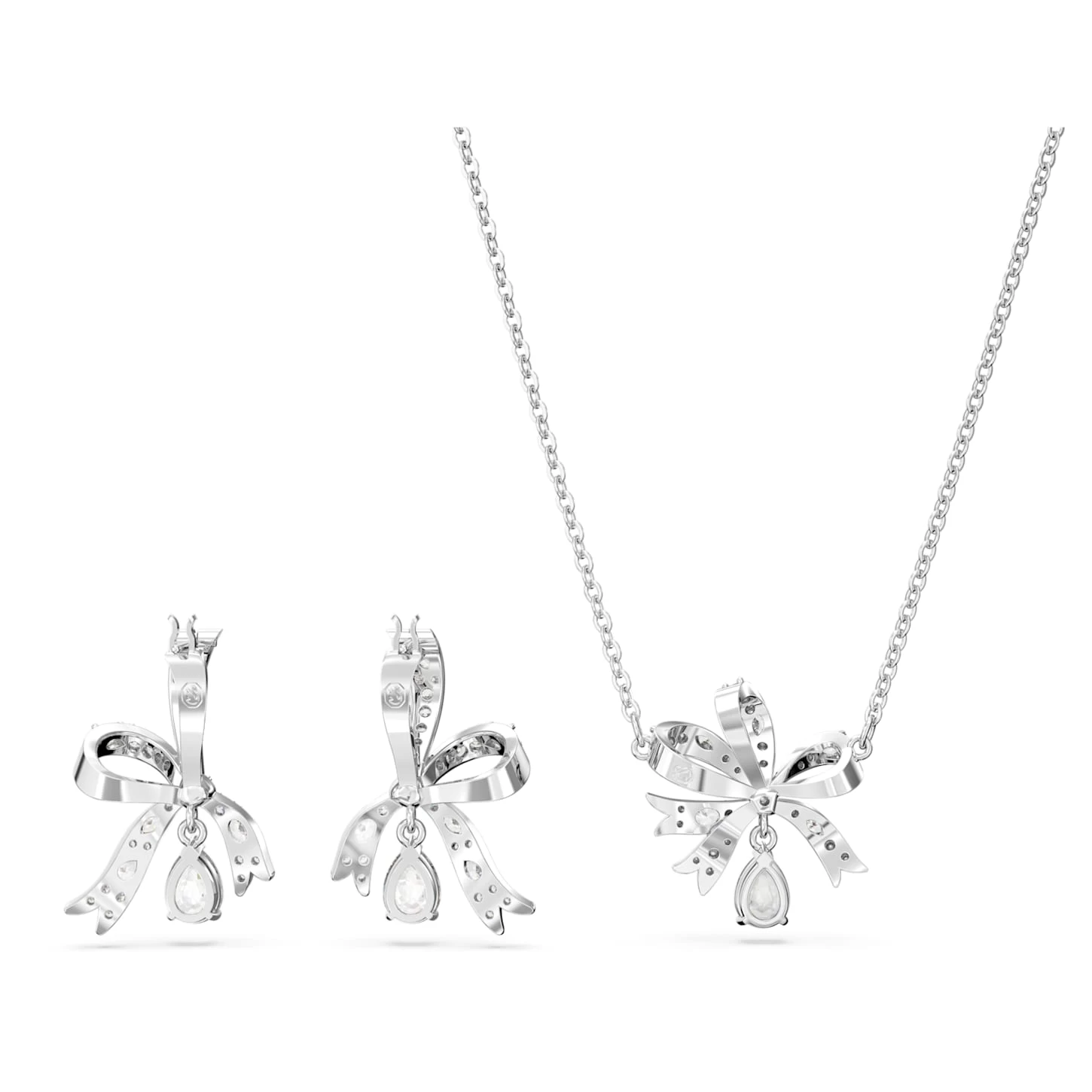 Swarovski Volta Set Bow, White, Rhodium Plated - Image 5