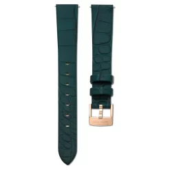 Swarovski Watch Strap 14 Mm (0.55") Width, Leather With Stitching, Green, Rose Gold-tone Finish