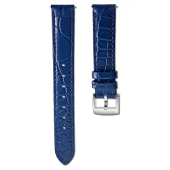 Swarovski Watch Strap 15 Mm (0.59") Width, Leather With Stitching, Blue, Stainless Steel