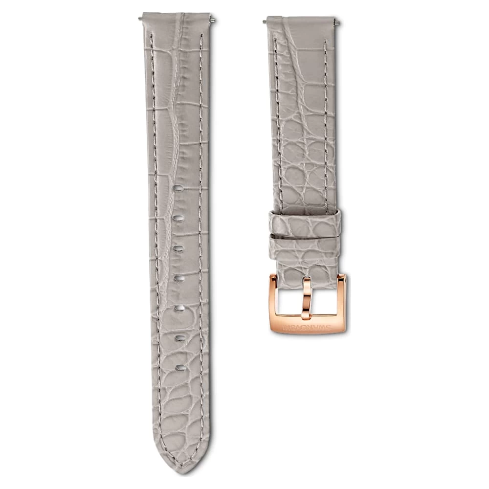 Swarovski Watch Strap 15 Mm (0.59") Width, Leather With Stitching, Gray, Rose Gold-tone Finish - Image 2