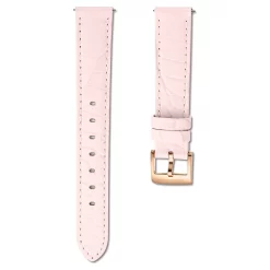 Swarovski Watch Strap 15 Mm (0.59") Width, Leather With Stitching, Pink, Rose Gold-tone Finish