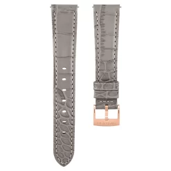 Swarovski Watch Strap 17 Mm (0.67") Width, Leather With Stitching, Gray, Rose Gold-tone Finish