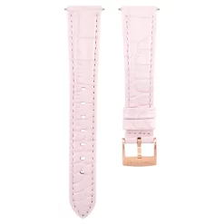 Swarovski Watch Strap 17 Mm (0.67") Width, Leather With Stitching, Pink, Rose Gold-tone Finish